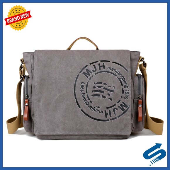 Canvas Messenger Bag Vintage Travel Satchel Shoulder Bag for Laptop